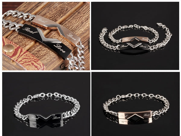 His & Hers Matching Set Real Love Couple Bracelets, Valentine, Anniversary, Wedding, Promise, Engagement Gift-Couple Bracelets-SunnyHouse Jewelry