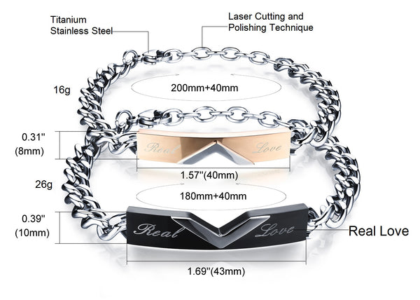 His & Hers Matching Set Real Love Couple Bracelets, Valentine, Anniversary, Wedding, Promise, Engagement Gift-Couple Bracelets-SunnyHouse Jewelry