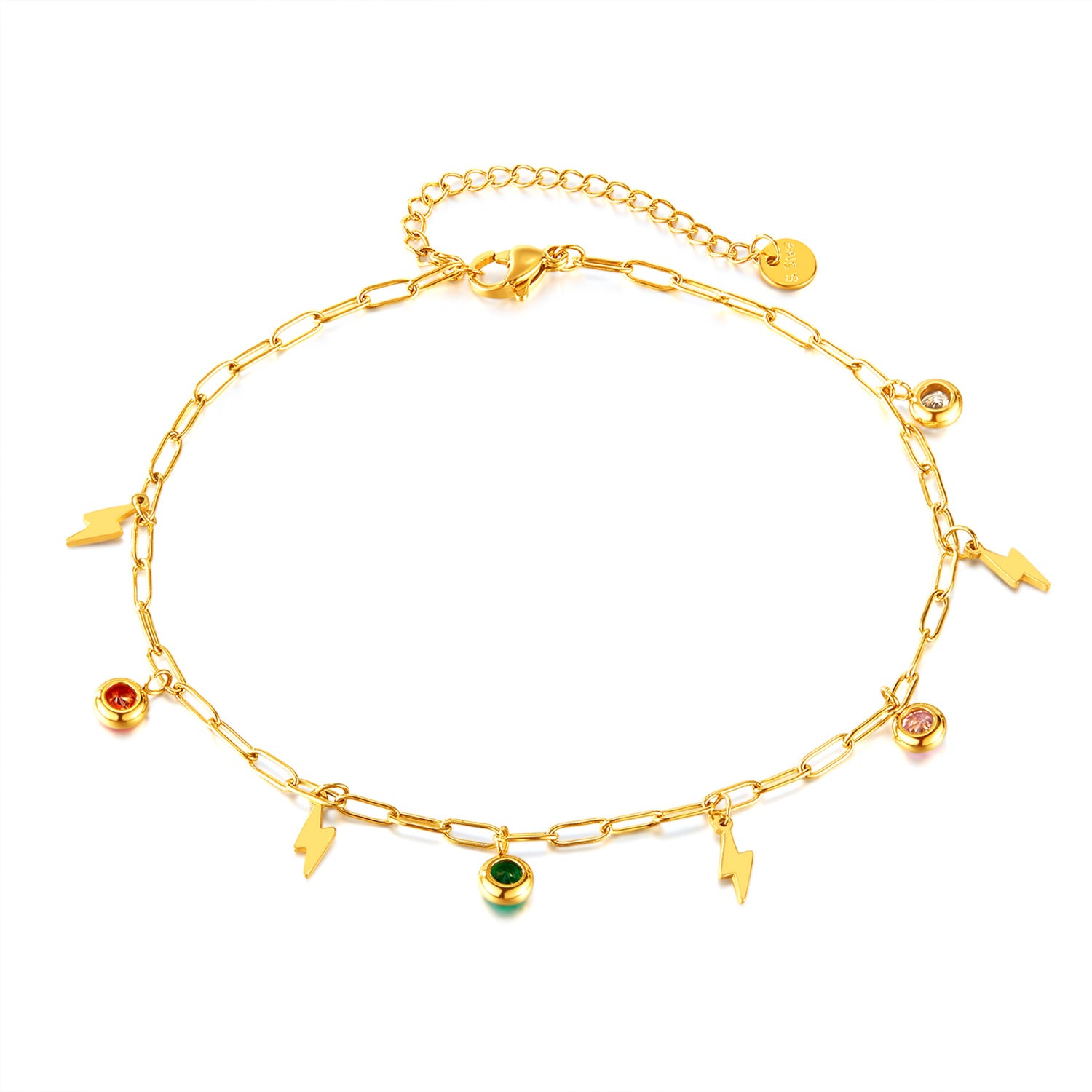 Chic Gold Anklet with Arrow Charms and Colorful Enamel Accents - Trendy Accessory for Every Style-Women's Anklet-SunnyHouse Jewelry
