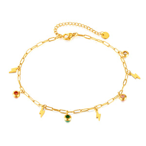 Chic Gold Anklet with Arrow Charms and Colorful Enamel Accents - Trendy Accessory for Every Style-Women's Anklet-SunnyHouse Jewelry