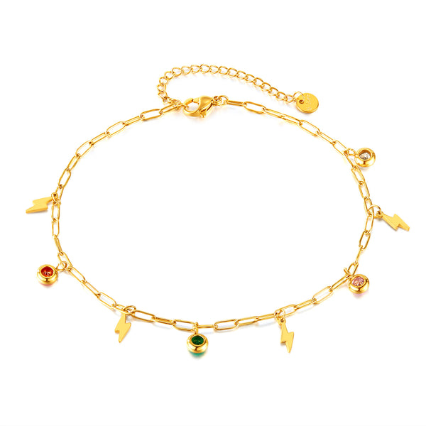 Chic Gold Anklet with Arrow Charms and Colorful Enamel Accents - Trendy Accessory for Every Style-Women's Anklet-SunnyHouse Jewelry