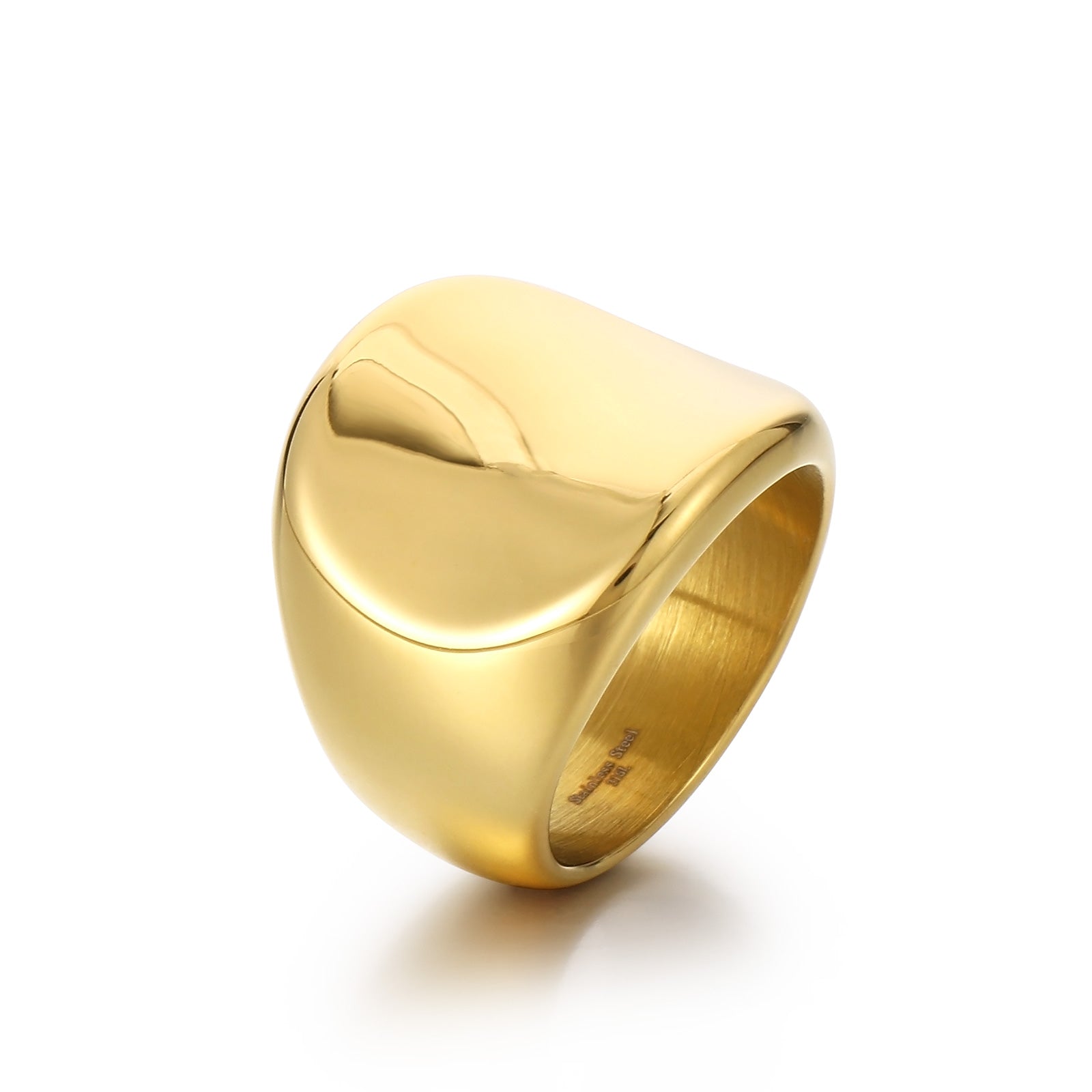 Men’s Titanium Stainless Steel Statement Ring – Bold Gold-Plated Dome Design – Durable, Polished Fashion Ring for Men-Men's Ring-SunnyHouse Jewelry