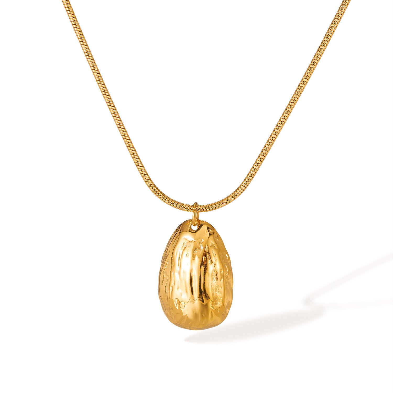 Women’s Titanium Stainless Steel Textured Gold-Plated Pendant Necklace, Hypoallergenic Adjustable Chain, Minimalist Statement Jewelry for Women and Girls-Women's Necklace-SunnyHouse Jewelry