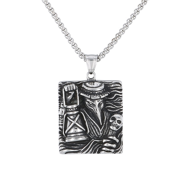 Men’s Titanium Stainless Steel Plague Doctor Pendant Necklace – Vintage Gothic Style – Durable Fashion Necklace for Men-Men's Pendant Necklace-SunnyHouse Jewelry