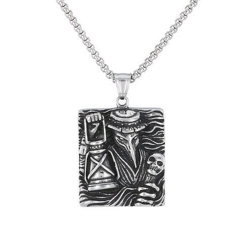Men’s Titanium Stainless Steel Plague Doctor Pendant Necklace – Vintage Gothic Style – Durable Fashion Necklace for Men-Men's Pendant Necklace-SunnyHouse Jewelry