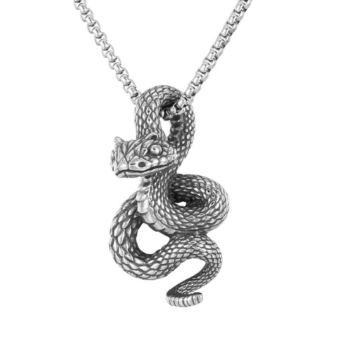 Men’s Titanium Stainless Steel Snake Pendant Necklace – Intricate Serpent Design – Durable Fashion Necklace for Men-Men's Pendant Necklace-SunnyHouse Jewelry