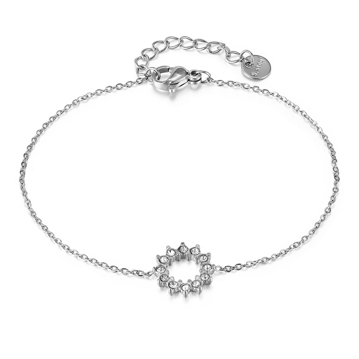 Women’s Titanium Stainless Steel Gold-Plated Circle Charm Bracelet – Elegant, Adjustable, Hypoallergenic Jewelry for Everyday and Special Occasions-Women's Bangle-SunnyHouse Jewelry