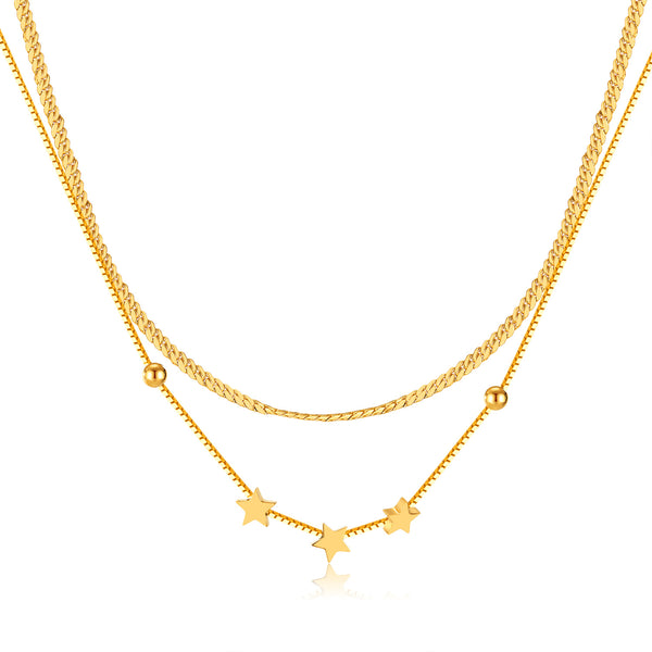 Charming Women's Gold Star Pendant Necklace - Delicate Layered Chain Jewelry-Women's Necklace-SunnyHouse Jewelry