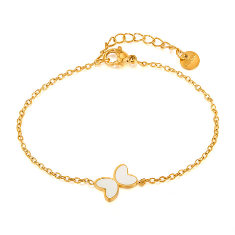 18K Gold‑Plated Titanium Stainless Steel Butterfly Bracelet for Women – Adjustable Dainty Mother‑of‑Pearl Charm, Hypoallergenic & Tarnish‑Resistant Jewelry Gift-Women's Bangle-SunnyHouse Jewelry