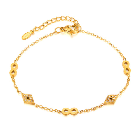 18K Gold‑Plated Titanium Stainless Steel Infinity Bracelet for Women – Adjustable Dainty Cubic Zirconia Charm, Hypoallergenic & Tarnish‑Resistant Jewelry Gift-Women's Bangle-SunnyHouse Jewelry