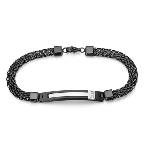 Men’s Titanium Stainless Steel Bracelet – Gold Plated Woven Chain with White Inlay & CZ Accent – Durable, Stylish & Hypoallergenic Jewelry for Men-Men's Bracelet-SunnyHouse Jewelry