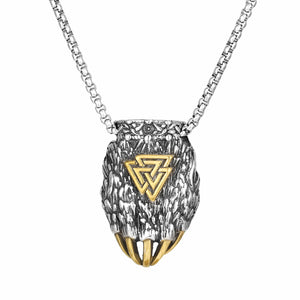 Men’s Titanium Stainless Steel Viking Pendant Necklace – Nordic Symbol Claw Design – Durable Norse Jewelry for Men-Men's Pendant Necklace-SunnyHouse Jewelry