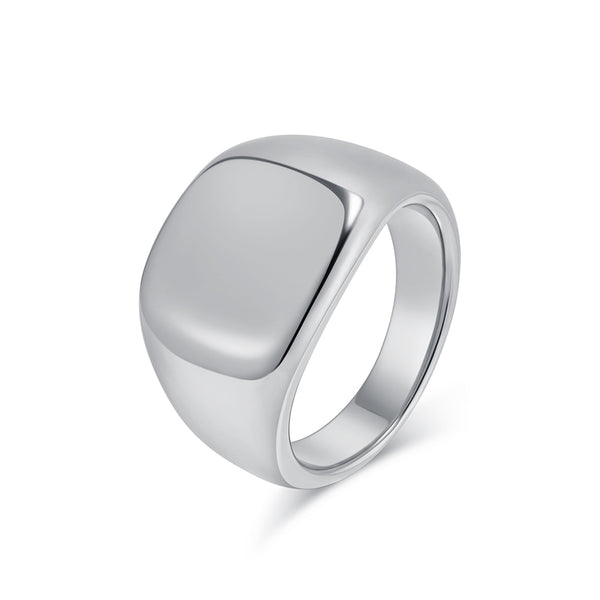 Men's Black Titanium Stainless Steel Signet Ring - Sleek Minimalist Matte Band for Modern Style-Men's Ring-SunnyHouse Jewelry