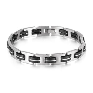 Men’s Harley Bike Bracelet – Dual-Tone Black & Silver Link Bracelet for Men – Durable, Stylish, Hypoallergenic Biker-Inspired Jewelry-Men's Bracelet-SunnyHouse Jewelry