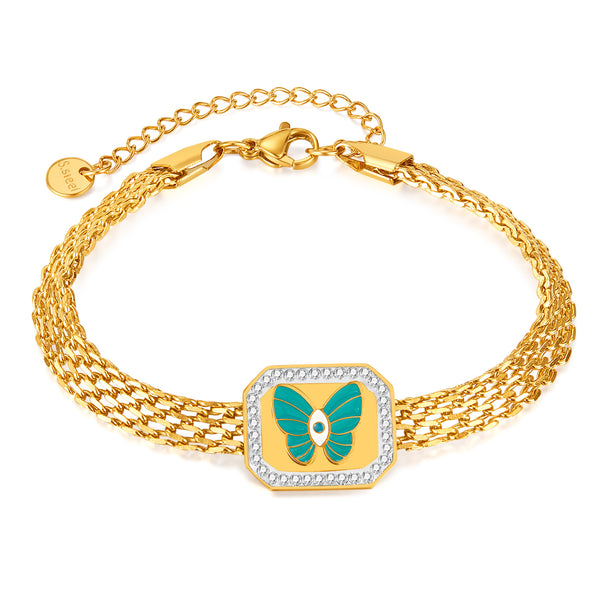 Women’s Butterfly Charm Bracelet with Crystal Accents – Adjustable, Elegant, Stylish Design-Women's Bangle-SunnyHouse Jewelry