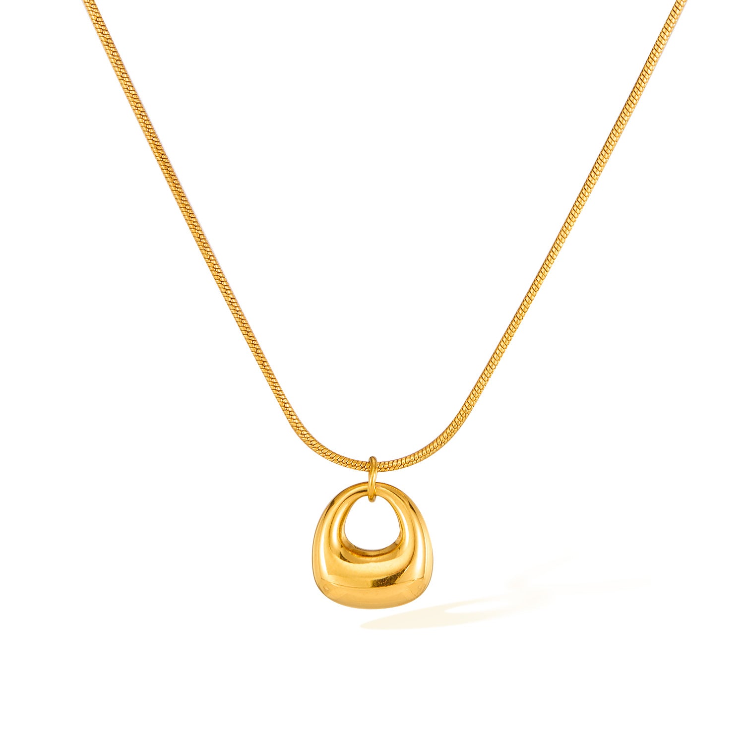 Elegant Women's Titanium Stainless Steel Gold Pendant Necklace – Minimalist Chunky Design, Hypoallergenic, Fade-Resistant, Everyday Jewelry-Women's Necklace-SunnyHouse Jewelry