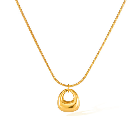 Elegant Women's Titanium Stainless Steel Gold Pendant Necklace – Minimalist Chunky Design, Hypoallergenic, Fade-Resistant, Everyday Jewelry-Women's Necklace-SunnyHouse Jewelry