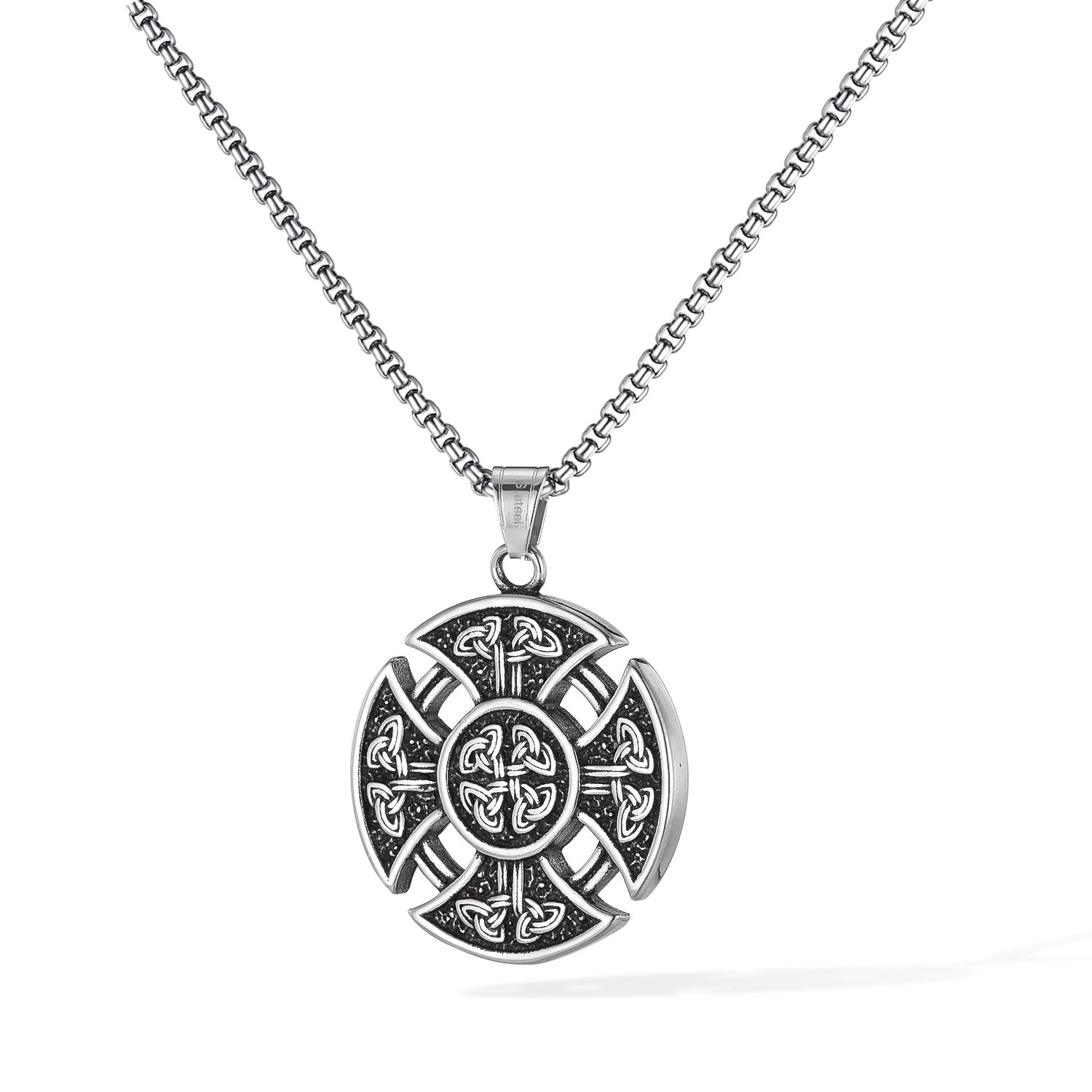Celtic Cross Pendant Necklace for Men – Titanium Stainless Steel Norse Knotwork Amulet – Viking Trinity Knot Religious Jewelry-Men's Pendant Necklace-SunnyHouse Jewelry