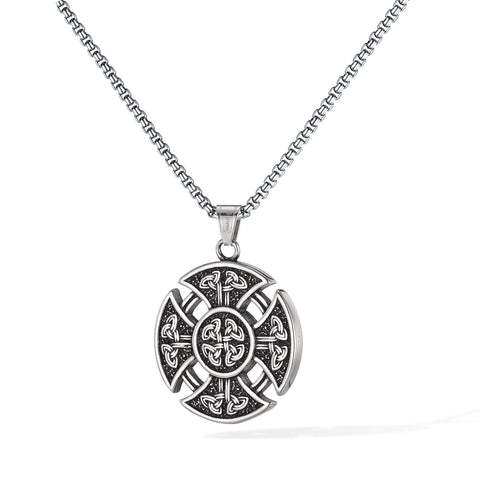 Celtic Cross Pendant Necklace for Men – Titanium Stainless Steel Norse Knotwork Amulet – Viking Trinity Knot Religious Jewelry-Men's Pendant Necklace-SunnyHouse Jewelry