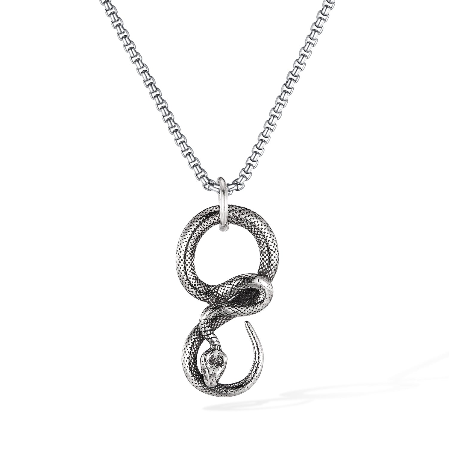 Snake Pendant Necklace for Men – Titanium Stainless Steel Infinity Serpent Necklace – Gothic Reptile Symbol Amulet Jewelry-Men's Pendant Necklace-SunnyHouse Jewelry