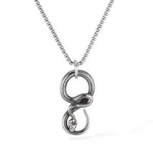 Snake Pendant Necklace for Men – Titanium Stainless Steel Infinity Serpent Necklace – Gothic Reptile Symbol Amulet Jewelry-Men's Pendant Necklace-SunnyHouse Jewelry