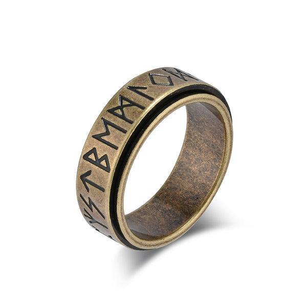 Men's Titanium Stainless Steel Rune Engraved Band - Durable Nordic Style Ring for Everyday Wear-Men's Ring-SunnyHouse Jewelry