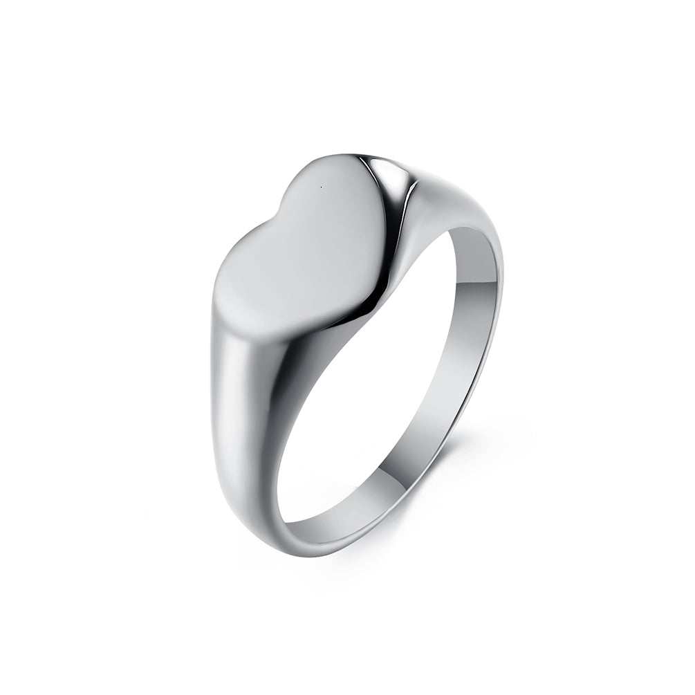 Women’s Heart Signet Ring – Polished Finish, Durable and Hypoallergenic, Elegant Minimalist Jewelry-Women's Ring-SunnyHouse Jewelry