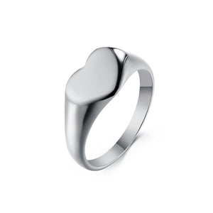 Women’s Heart Signet Ring – Polished Finish, Durable and Hypoallergenic, Elegant Minimalist Jewelry-Women's Ring-SunnyHouse Jewelry