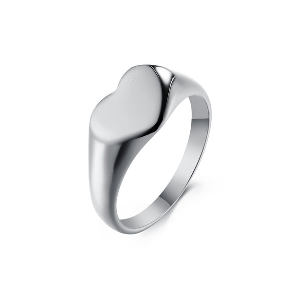 Women’s Heart Signet Ring – Polished Finish, Durable and Hypoallergenic, Elegant Minimalist Jewelry-Women's Ring-SunnyHouse Jewelry