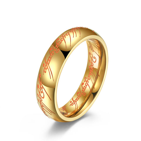Men's Gold Ring with Engraved Script - Elegant and Durable Band for Everyday Style-Men's Ring-SunnyHouse Jewelry