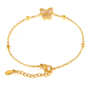 18K Gold‑Plated Titanium Stainless Steel Butterfly Bracelet for Women – Adjustable Dainty Cubic Zirconia Charm, Hypoallergenic & Tarnish‑Resistant Jewelry Gift-Women's Bangle-SunnyHouse Jewelry