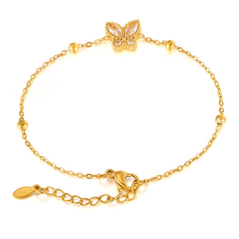 18K Gold‑Plated Titanium Stainless Steel Butterfly Bracelet for Women – Adjustable Dainty Cubic Zirconia Charm, Hypoallergenic & Tarnish‑Resistant Jewelry Gift-Women's Bangle-SunnyHouse Jewelry
