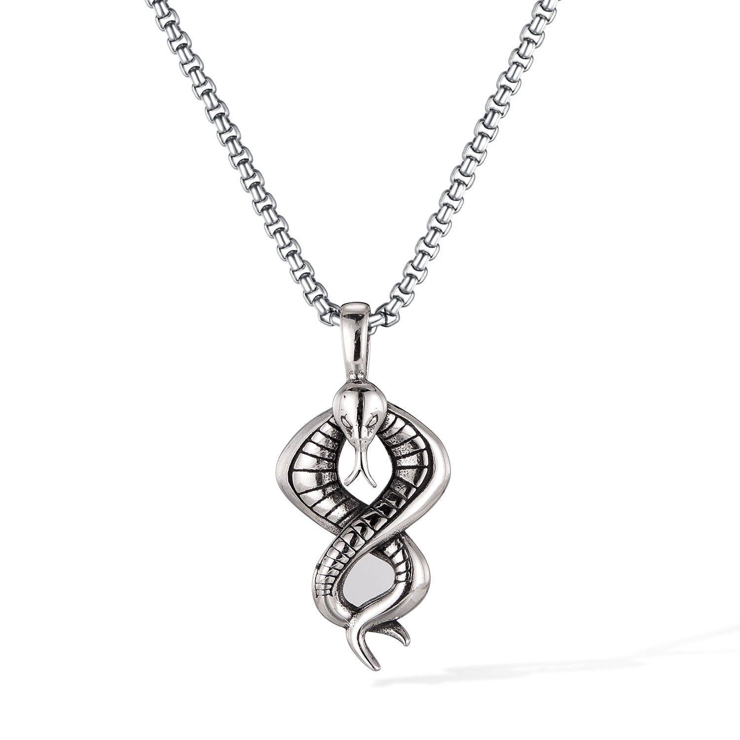 Cobra Snake Pendant Necklace for Men – Titanium Stainless Steel Serpent Jewelry – Gothic Snake Necklace with Hooded Design for Strength and Protection-Men's Pendant Necklace-SunnyHouse Jewelry