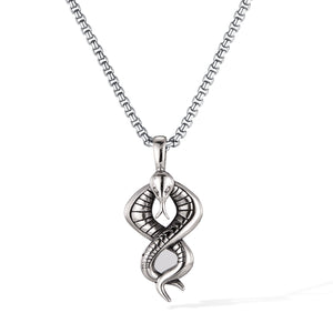 Cobra Snake Pendant Necklace for Men – Titanium Stainless Steel Serpent Jewelry – Gothic Snake Necklace with Hooded Design for Strength and Protection-Men's Pendant Necklace-SunnyHouse Jewelry