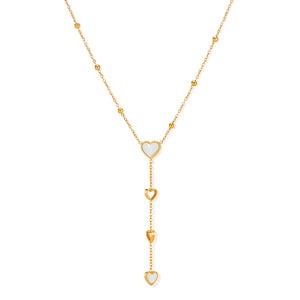 Chic Titanium Stainless Steel Heart Lariat Necklace for Women with Gold-Tone Finish-Women's Necklace-SunnyHouse Jewelry