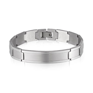 Men’s Titanium Stainless Steel Bracelet – Wide Brushed Silver Link Chain, Sleek & Durable Men’s Jewelry, Hypoallergenic and Rust-Resistant-Men's Bracelet-SunnyHouse Jewelry