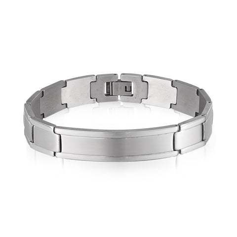 Men’s Titanium Stainless Steel Bracelet – Wide Brushed Silver Link Chain, Sleek & Durable Men’s Jewelry, Hypoallergenic and Rust-Resistant-Men's Bracelet-SunnyHouse Jewelry