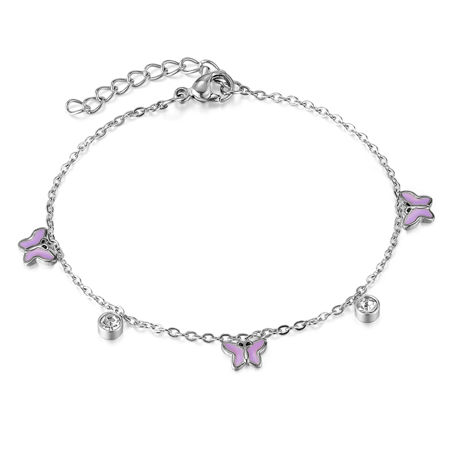 Women’s Titanium Stainless Steel Gold-Plated Butterfly Charm Bracelet – Elegant, Adjustable, Hypoallergenic Jewelry with Crystal Accents-Women's Bangle-SunnyHouse Jewelry