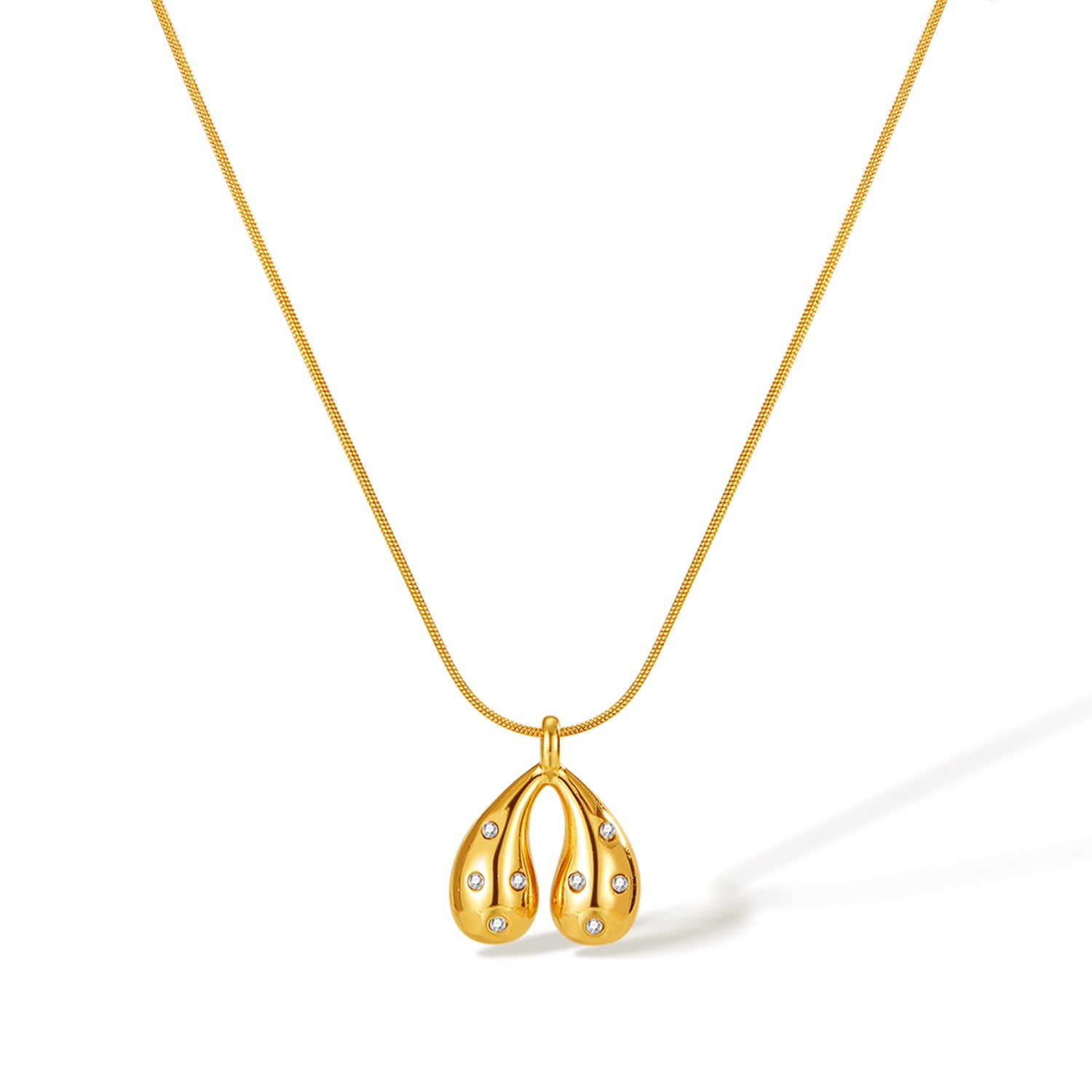 Women’s Fashion Pendant Necklace – Elegant Gold Teardrop Pendant with Crystal Accents – Fashion Jewelry Gift for Women-Women's Necklace-SunnyHouse Jewelry