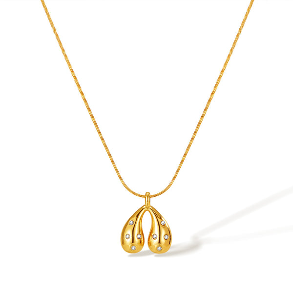 Women’s Fashion Pendant Necklace – Elegant Gold Teardrop Pendant with Crystal Accents – Fashion Jewelry Gift for Women-Women's Necklace-SunnyHouse Jewelry