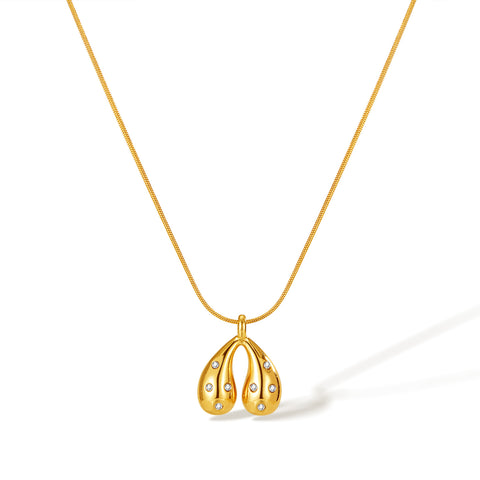 Women’s Fashion Pendant Necklace – Elegant Gold Teardrop Pendant with Crystal Accents – Fashion Jewelry Gift for Women-Women's Necklace-SunnyHouse Jewelry
