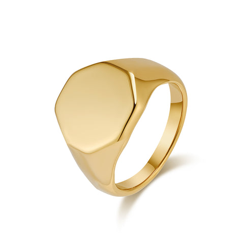 Bold Gold Titanium Stainless Steel Men's Signet Ring - Modern Design, Durable, Hypoallergenic, Comfort Fit-Men's Ring-SunnyHouse Jewelry