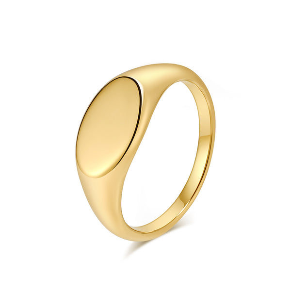 Women’s Round Signet Ring – Polished Finish, Durable and Hypoallergenic, Minimalist Everyday Jewelry-Women's Ring-SunnyHouse Jewelry