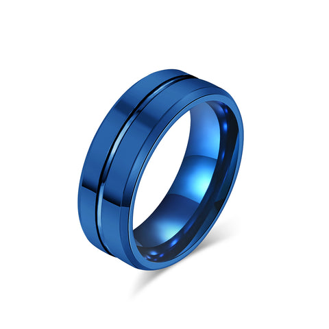 Vibrant Blue Titanium Stainless Steel Men's Ring - Modern Design, Comfort Fit, Scratch-Resistant, Hypoallergenic, 8mm-Men's Ring-SunnyHouse Jewelry