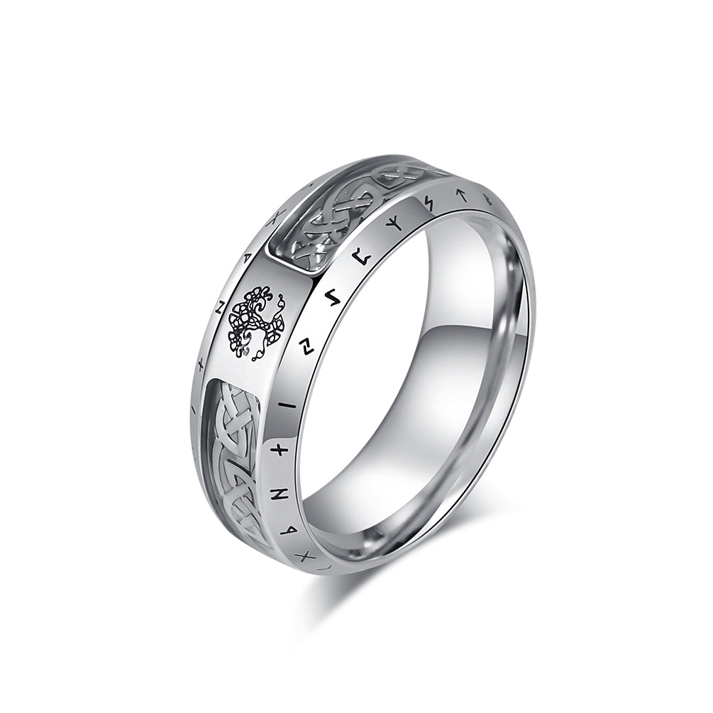 Men's Bronze Titanium Stainless Steel Ring with Celtic Knot and Viking Runic Engraving, Durable, Stylish, Comfortable Fit, Unique Gift for Men-Men's Ring-SunnyHouse Jewelry