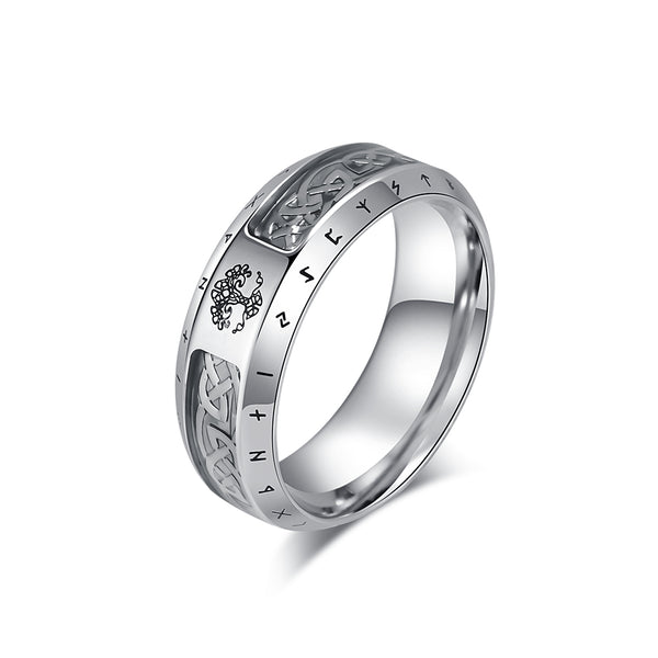 Men's Bronze Titanium Stainless Steel Ring with Celtic Knot and Viking Runic Engraving, Durable, Stylish, Comfortable Fit, Unique Gift for Men-Men's Ring-SunnyHouse Jewelry