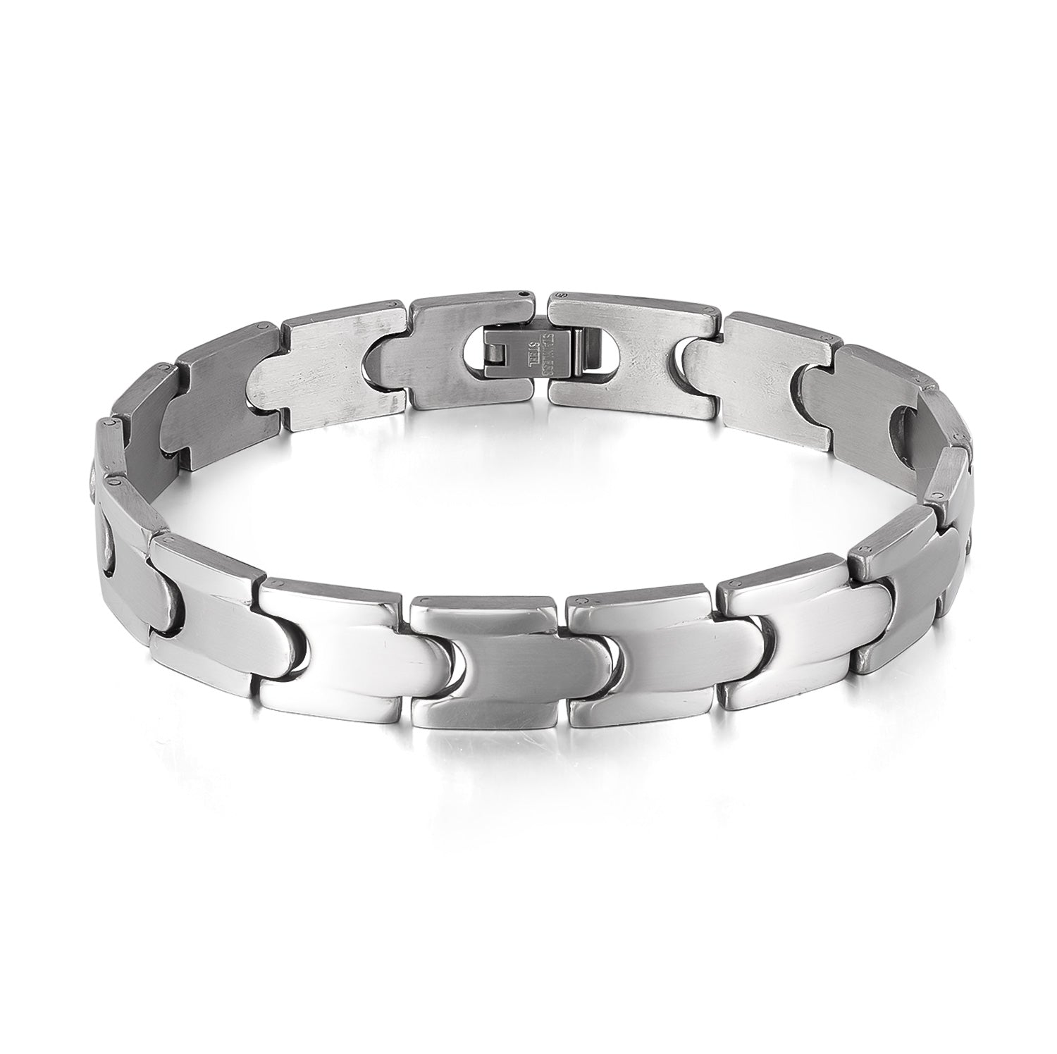 Men’s Titanium Stainless Steel Bracelet – Brushed Silver Classic Link Chain, Durable & Hypoallergenic Jewelry for Men, Modern & Sleek Design-Men's Bracelet-SunnyHouse Jewelry