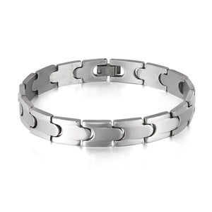 Men’s Titanium Stainless Steel Bracelet – Brushed Silver Classic Link Chain, Durable & Hypoallergenic Jewelry for Men, Modern & Sleek Design-Men's Bracelet-SunnyHouse Jewelry