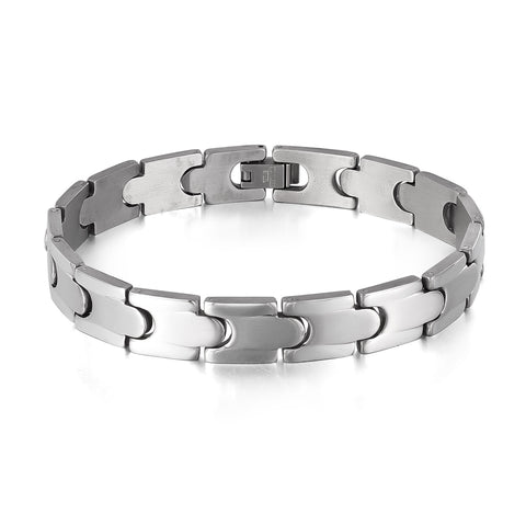 Men’s Titanium Stainless Steel Bracelet – Brushed Silver Classic Link Chain, Durable & Hypoallergenic Jewelry for Men, Modern & Sleek Design-Men's Bracelet-SunnyHouse Jewelry
