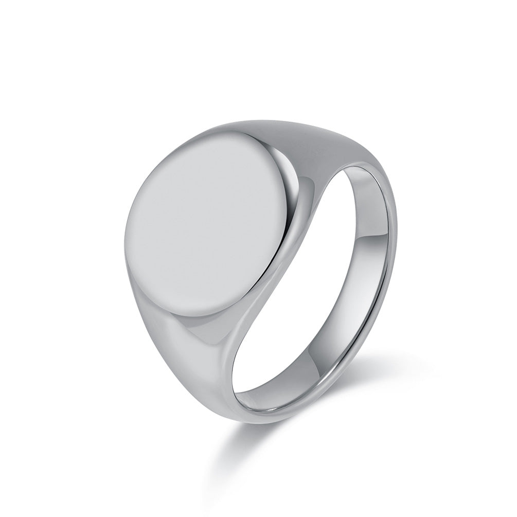 Minimalist Silver Titanium Stainless Steel Men's Signet Ring - Sleek Design, Durable, Hypoallergenic, Comfort Fit-Men's Ring-SunnyHouse Jewelry